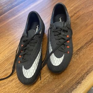 Nike Black and Silver Leather Cleats